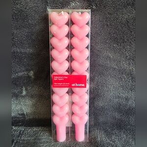 New 2-pack of pink heart-shaped taper candles designed for Valentine's Day 10'